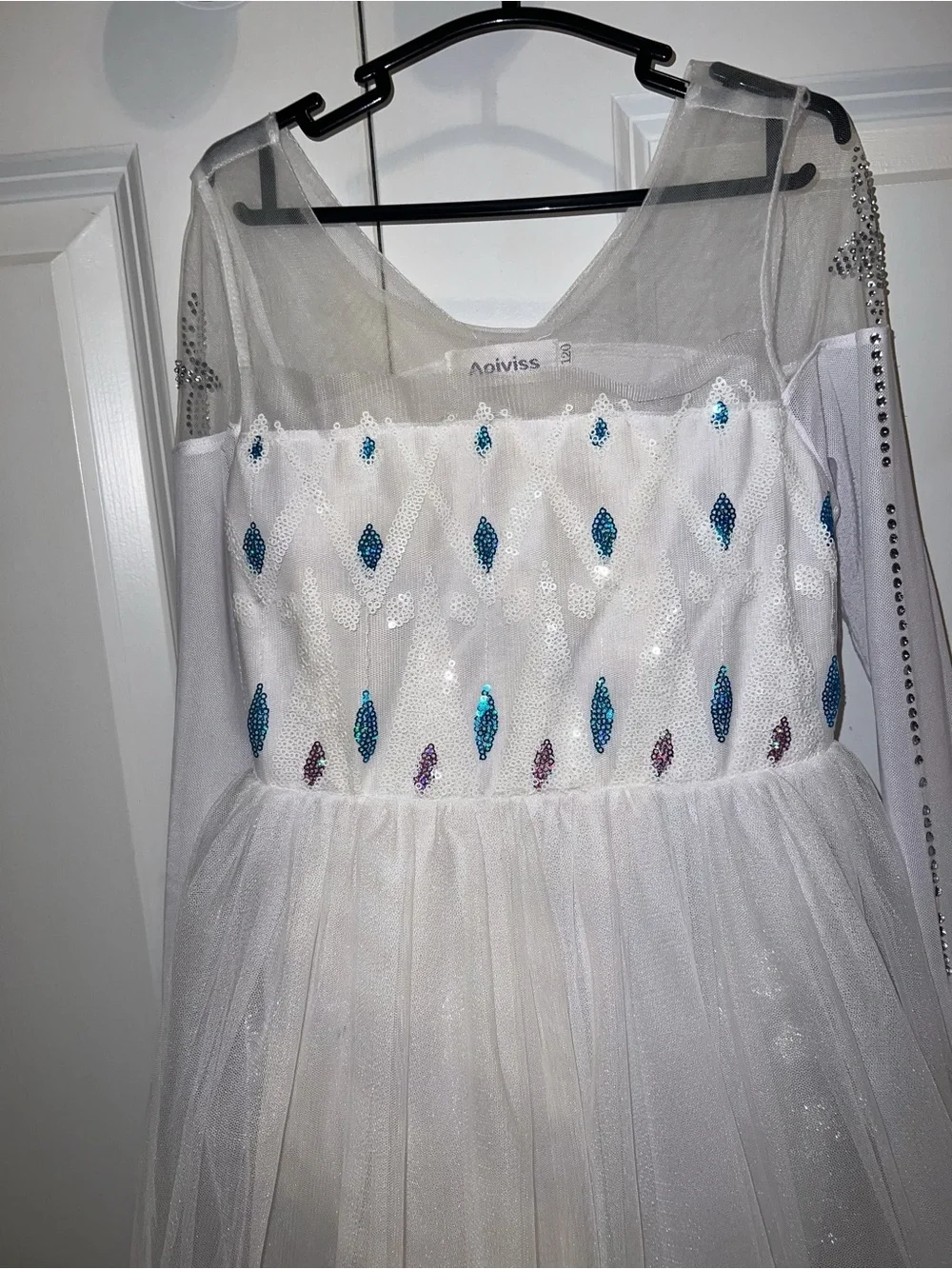 White and Blue Sparkle Elsa Princess Dress
